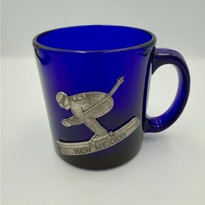 Heritage Metalworks Fine Pewter Cobalt Blue Pewter Skier New Mexico Glass Mug